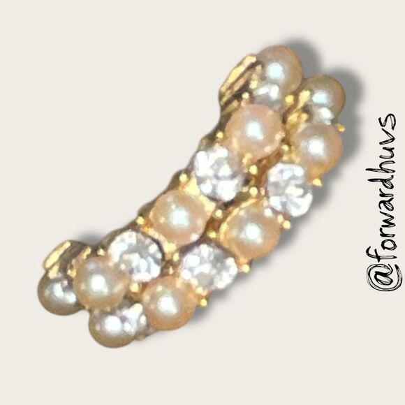 Bundle Sale 3 for $15 | Gold Tone With Faux Pear Half Hoop Earrings - Picture 6 of 10